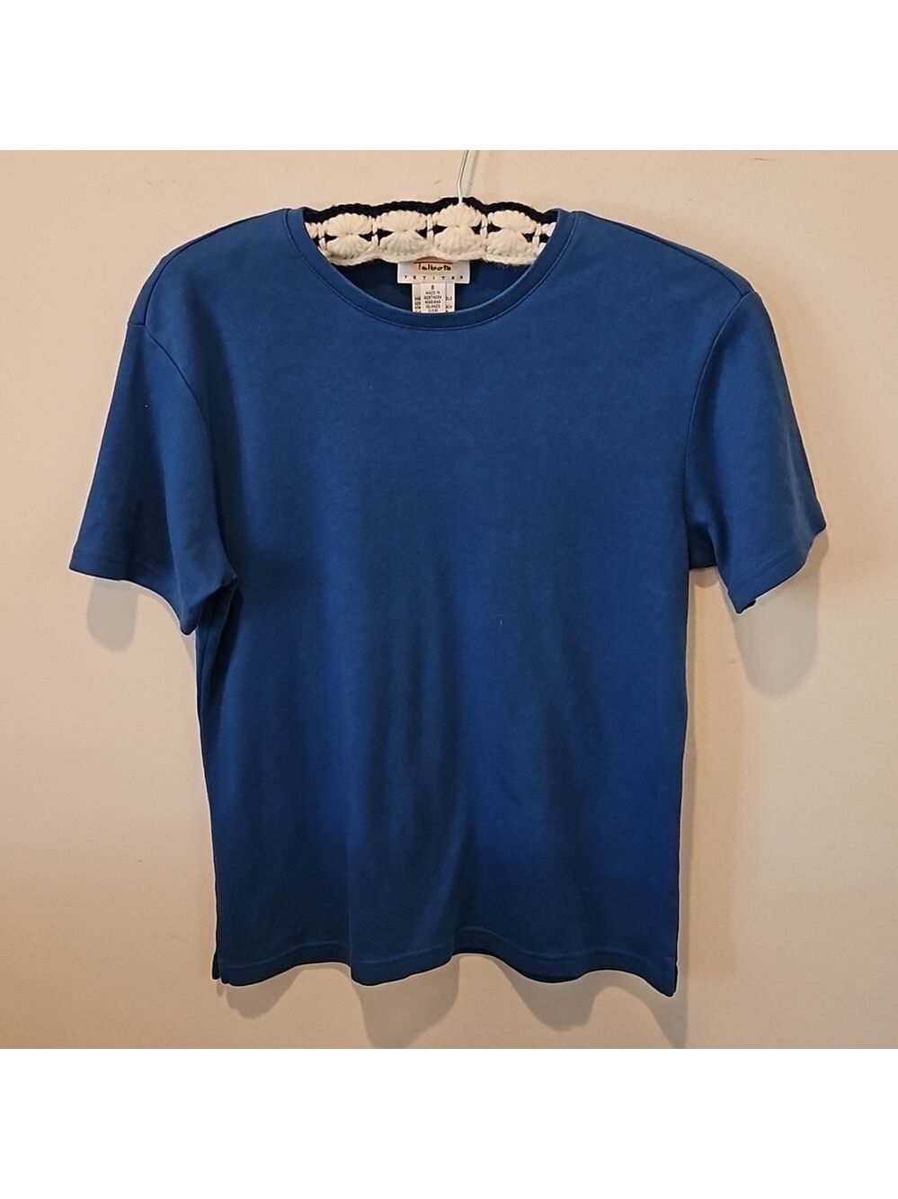 TALBOTS WOMEN'S BLUE SHORT SLEEVED CREW NECK COTTON T-SHIRT SIZE SP